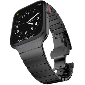 Apple Watch 4-6, SE, SE (2022) (42 / 44 mm) / Watch 7-9 (45 mm) / Watch Ultra 1-2 (49 mm), fém pótszíj, TP LinkBand, fekete kép