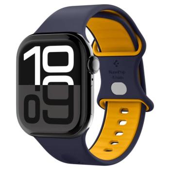 Apple Watch 4-6, SE, SE (2022), SE (2025) (38 / 40 mm) / Watch 7-9 (41 mm) / Watch 10-11 (42 mm), szilikon pótszíj, állítható, Spigen Nano Pop, sötétkék/sárga kép