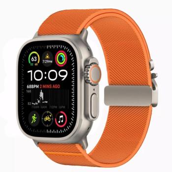 Apple Watch 4-6, SE, SE (2022), SE (2025) (42 / 44 mm) / Watch 7-9 (45 mm) / Watch 10-11 (46 mm) / Watch Ultra 1-3 (49 mm), textíl pótszíj, nylon, állítható, TP Nylon Clasp, narancssárga kép