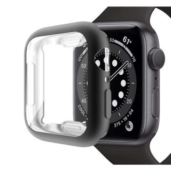Apple Watch 7 (45mm), Szilikon védőkeret, közepesen ütésálló, szíj nélkül, fekete kép