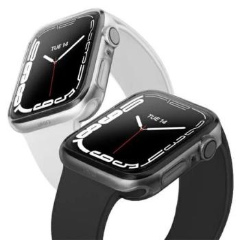 Apple Watch 7-8 (41mm), Szilikon védőkeret, szíj nélkül, Uniq Glass Dual Pack, átlátszó/füst, 2 db / csomag kép