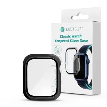 Apple Watch 7/Series 8 (45 mm) védőtok beépített edzett üveggel - Bestsuit Classic Watch Tempered Glass Case - fekete kép