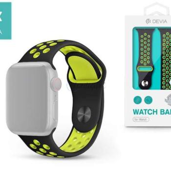 Apple Watch lyukacsos sport szíj - Devia Deluxe Series Sport2 Band - 38/40/41 mm- fekete/sárga kép