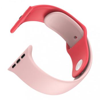 Apple Watch okosóra szilikon szíj, 38/40mm, S/M méret, pink + piros, Dotfes S03 kép