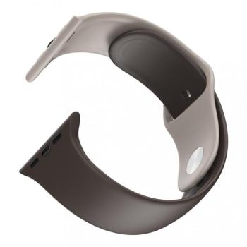 Apple Watch okosóra szilikon szíj, 42/44mm, M/L méret, barna + szürke, Dotfes S03 kép