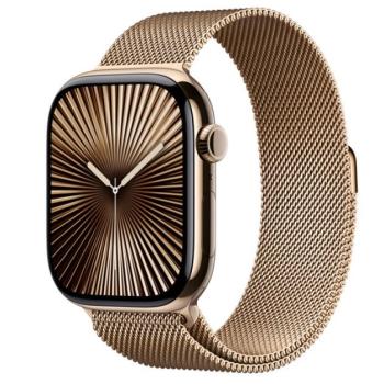 Apple Watch S10 Cellular arany titántok, arany milánói szíjjal, 46mm, S/M kép