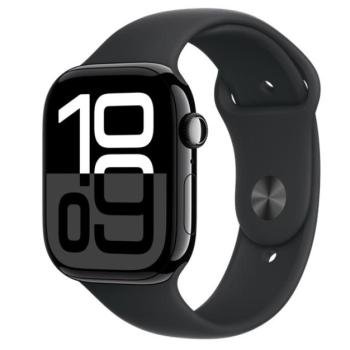 Apple Watch S10 Cellular kozmoszfekete alumíniumtok, fekete sportszíjjal, 46mm, S/M kép