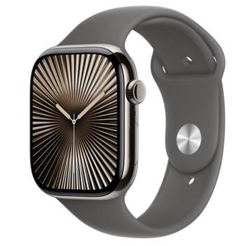 Apple Watch S10 Cellular natúr titántok, kőszürke sportszíjjal, 46mm, M/L kép