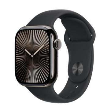 Apple Watch S10 Cellular palaszürke titántok, fekete sportszíjjal, 42mm, M/L kép