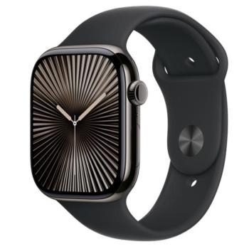 Apple Watch S10 Cellular palaszürke titántok, fekete sportszíjjal, 46mm, M/L kép