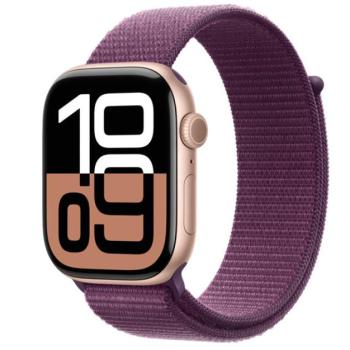 Apple Watch S10 Cellular rozéarany alumíniumtok, szilva sportpánttal, 46mm kép