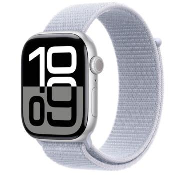 Apple Watch S10 GPS ezüst alumíniumtok, fakókék sportpánttal, 46mm kép