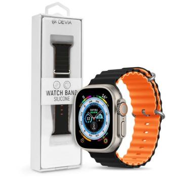 Apple Watch szilikon sport szíj - Deluxe Series Sport6 Silicone Two-tone Watch Band - 38/40/41 mm - fekete/narancs kép