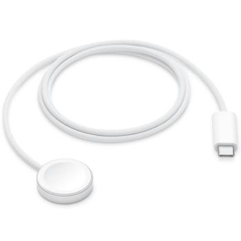 Apple Watch töltő, USB Type-C kábellel, 100 cm, mágneses, cipőfűző minta, Apple, fehér, gyári kép