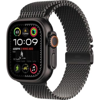 Apple Watch Ultra 2 GPS + Cellular, 49mm, fekete titántok, fekete titán milánói szíj, L kép