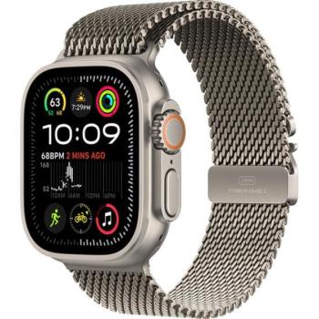 Apple Watch Ultra 2 GPS + Cellular, 49mm, natúr titántok, natúr titán milánói szíj, L kép