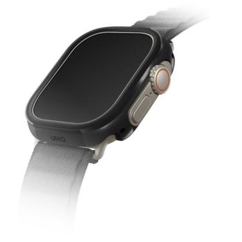 Apple Watch Ultra (49 mm), Fém védőkeret, alumínium, szíj nélkül, Uniq Valencia, fekete kép