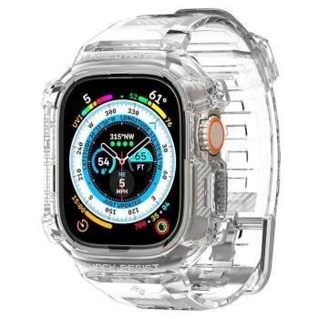 Apple Watch Ultra (49 mm), Szilikon védőkeret, ütésálló, szíjjal, Spigen Rugged Armor Pro, átlátszó kép