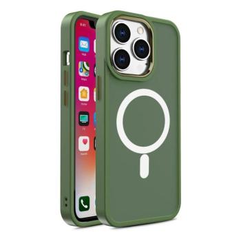 Armor mágneses iPhone 14 Plus MagSafe színes matt tok - zöld kép