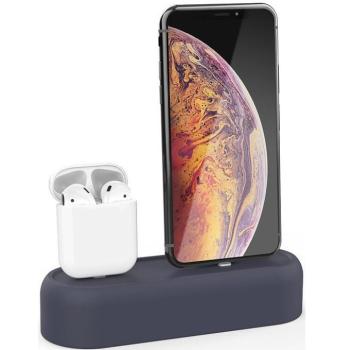 Asztali tartó állvány Apple AirPods és iPhone töltéséhez, AhaStyle PT55, fekete kép