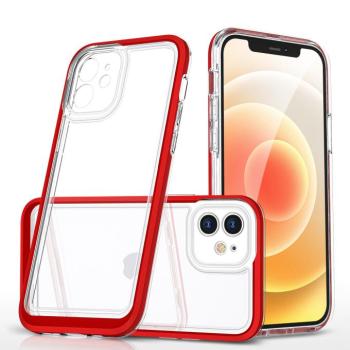 Átlátszó 3az1ben tok iPhone 12 gél telefontok piros kép