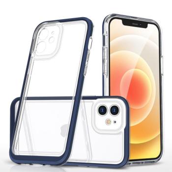 Átlátszó 3az1ben tok iPhone 12 kék gél tok borításához kép