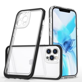 Átlátszó 3az1ben tok iPhone 12 Pro tok Gel tok fekete kép