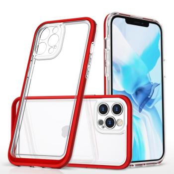 Átlátszó 3az1ben tok iPhone 12 Pro tok Gel tok piros kép