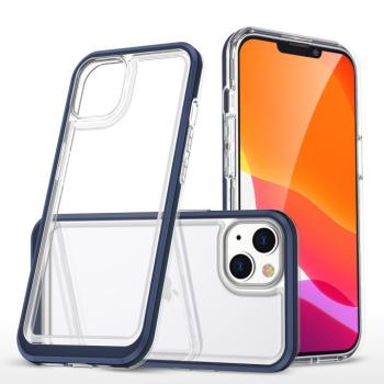 átlátszó 3in1 tok iPhone 14 Plus szilikon tok kerettel kék kép