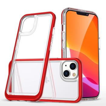 átlátszó 3in1 tok iPhone 14 Plus szilikon tok kerettel piros kép