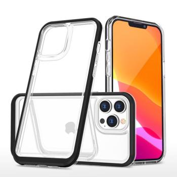 átlátszó 3in1 tok iPhone 14 Pro szilikon tok kerettel fekete kép