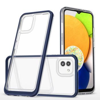 átlátszó 3in1 tok Samsung Galaxy A03 szilikon tok kerettel kék kép