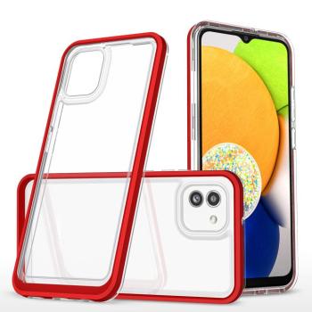átlátszó 3in1 tok Samsung Galaxy A03 szilikon tok kerettel piros kép