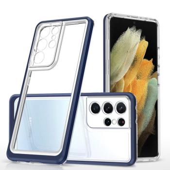 átlátszó 3in1 tok Samsung Galaxy Samsung Galaxy S23 Ultra szilikon tok keret kék kép