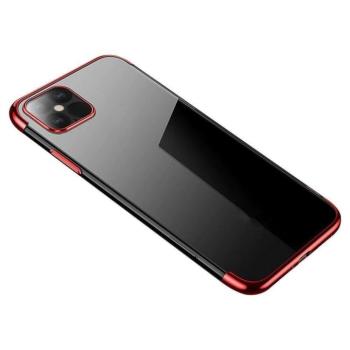 Átlátszó tok Gél TPU tok fém kerettel Xiaomi Redmi Note 11S / Note 11 piros színű tok kép