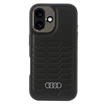 Audi AU-TPUPCMIP16M-GT/D3-BK Synthetic Leather MagSafe keménytok iPhone 16 Plus - fekete kép