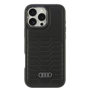 Audi AU-TPUPCMIP16PM-GT/D3-BK Synthetic Leather MagSafe keménytok iPhone 16 Pro Max - fekete kép
