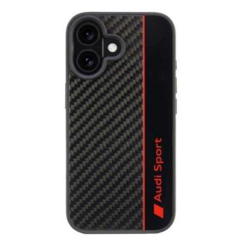 Audi AUS-TPUPCIP16-R8/D1-BK Carbon Fiber Stripe keménytok iPhone 16 - fekete kép