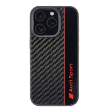 Audi AUS-TPUPCIP16P-R8/D1-BK Carbon Fiber Stripe keménytok iPhone 16 Pro - fekete kép