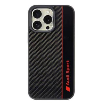Audi AUS-TPUPCIP16PM-R8/D1-BK Carbon Fiber Stripe keménytok iPhone 16 Pro Max - fekete kép
