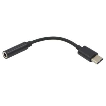 Audió adapter (3.5mm jack aljzat - Type-C) FEKETE Asus Zenfone 3 5.5 (ZE552KL), Honor 8, Sony Xperia X Compact (F5321), Sony Xperia XZ (F8331), LG V20 (H990), Huawei Nova, Blackberry DTEK60, Google P kép
