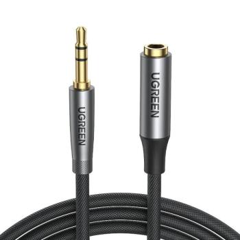 Audió adapter kábel, 3,5 mm jack dugó, 3,5 mm jack aljzat, 100 cm, UGreen, szürke kép