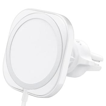 Autós tartó, szellőzőre rögzíthető, 360°-ban forgatható, mágneses, Magsafe töltőkkel kompatibilis, Spigen MagFit, fehér kép