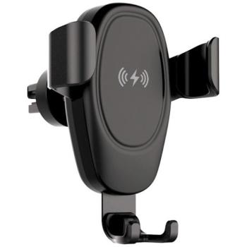 Autós tartó, Univerzális, szellőzőre rögzíthető, 4.5 - 6.7&quot; készülékig, 360°-ban forgatható, Qi vezeték nélküli töltővel, 10W, Setty IUS-01, fekete kép