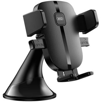 Autós tartó, Univerzális, szélvédőre vagy műszerfalra rögzíthető, 55 - 90 mm széles készülékig, tapadókorongos, 360°-ban forgatható, XO C120 , fekete kép