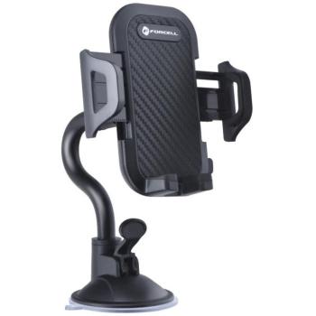 Autós tartó, Univerzális, szélvédőre vagy műszerfalra rögzíthető, tapadókorongos, max. 95 cm széles készülékekhez, Forcell Carbon Bracket 17, fekete kép