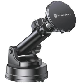 Autós tartó, univerzális, szélvédőre vagy szellőzőre vagy műszerfalra rögzíthető, tapadókorongos, 360°-ban forgatható, mágneses, teleszkópos, Forcell F-Grip Excelence, fekete kép