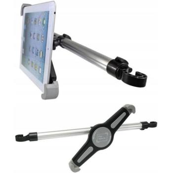 Autós tartó, Univerzális, Tablet PC tartó, 7 - 11 coll, két ülés közé a fejtámlára szerelhető, 360°-ban forgatható, teleszkópos nyél, ezüst kép