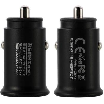 Autós töltő, Szivargyújtós töltő, 12W, 2 x USB aljzat, Remax Roki RCC219, fekete kép