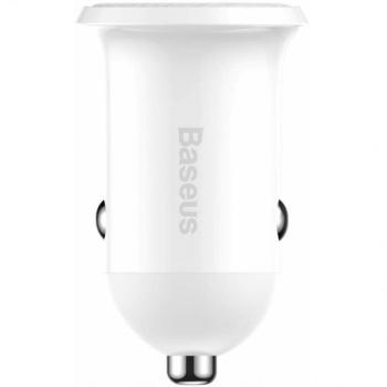 Autós töltő, Szivargyújtós töltő, 24W, 2 x USB aljzat, gyorstöltés, Baseus Grain Pro CCALLP-02, fehér kép